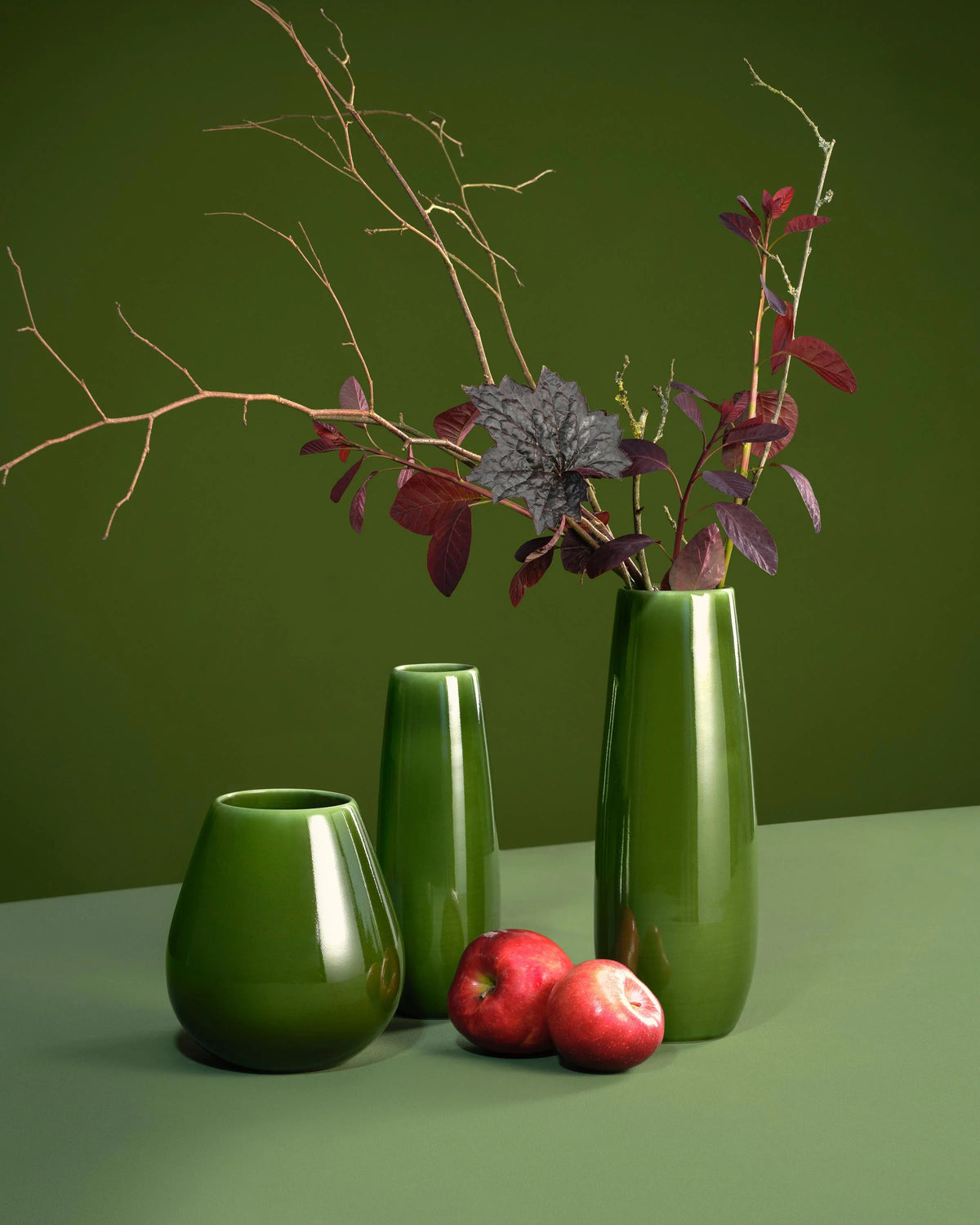 EASE VĀZE D 9 CM, H 18 CM, ZAĻA , PORCELĀNS