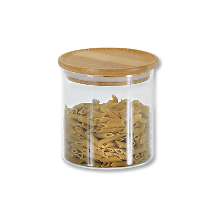 GLASS JAR WITH BAMBOO LID, 10X10X11 CM, FSC