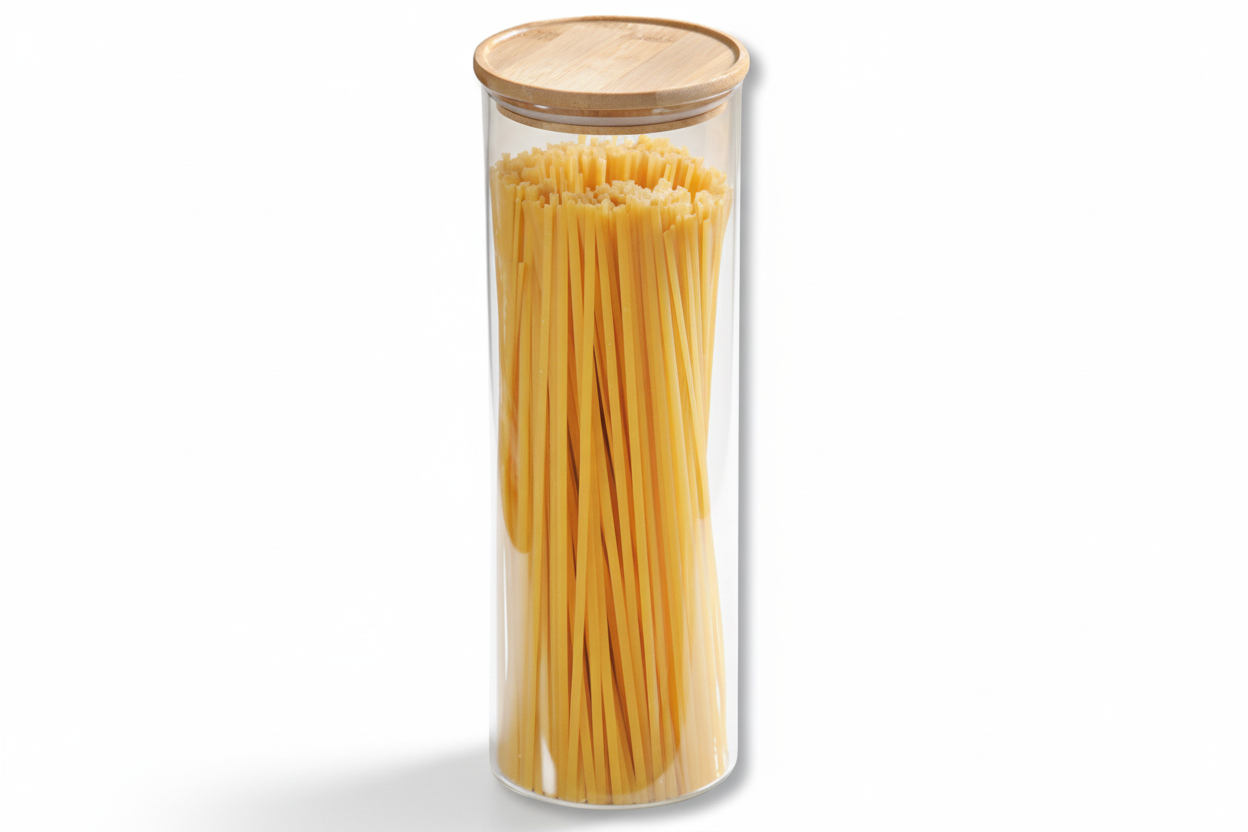 GLASS JAR WITH BAMBOO LID, 10X10X31 CM, FSC