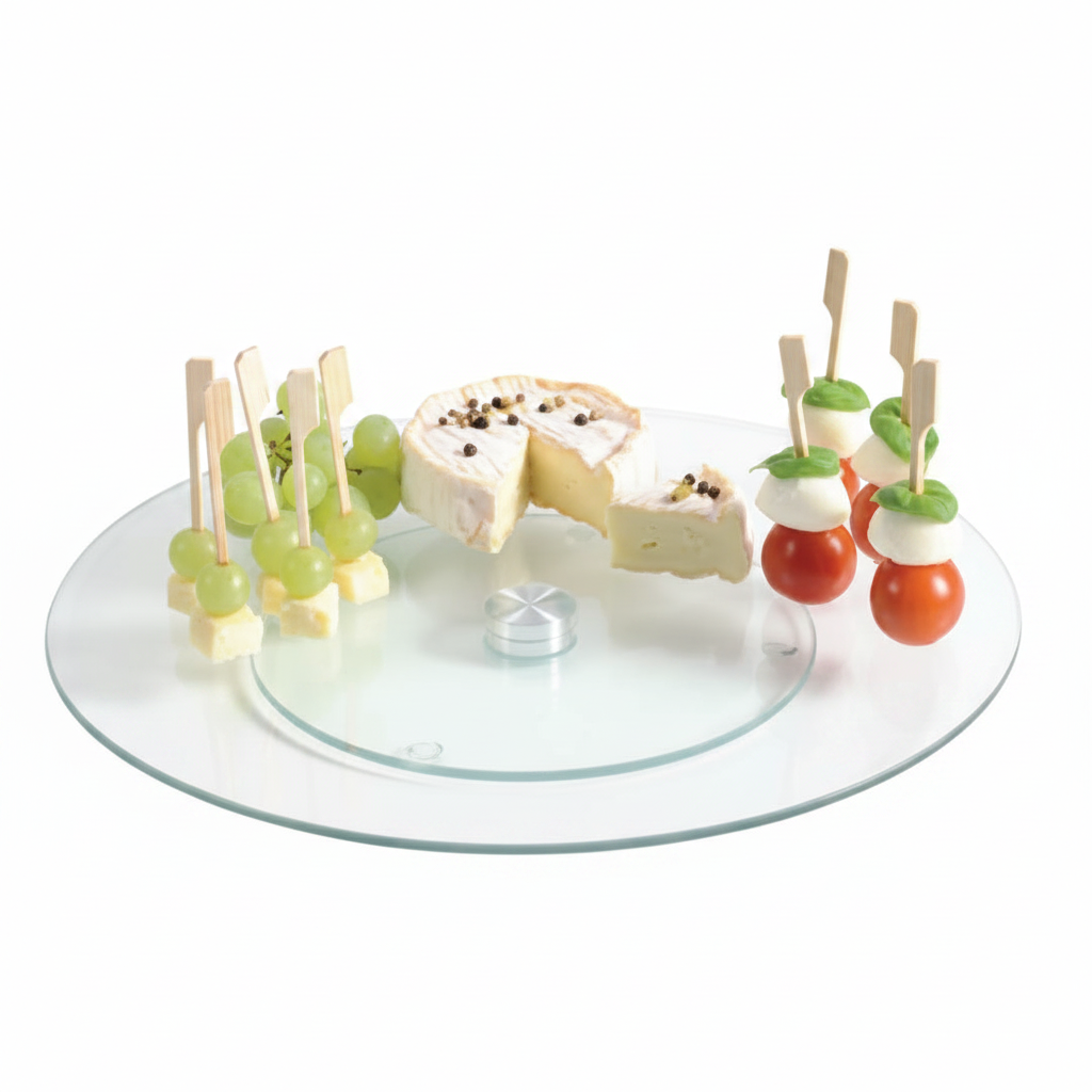 LAZY SUSAN SERVĒJAMĀ PLATE D35CM, H3CM, ROTĒJOŠA, STIKLS