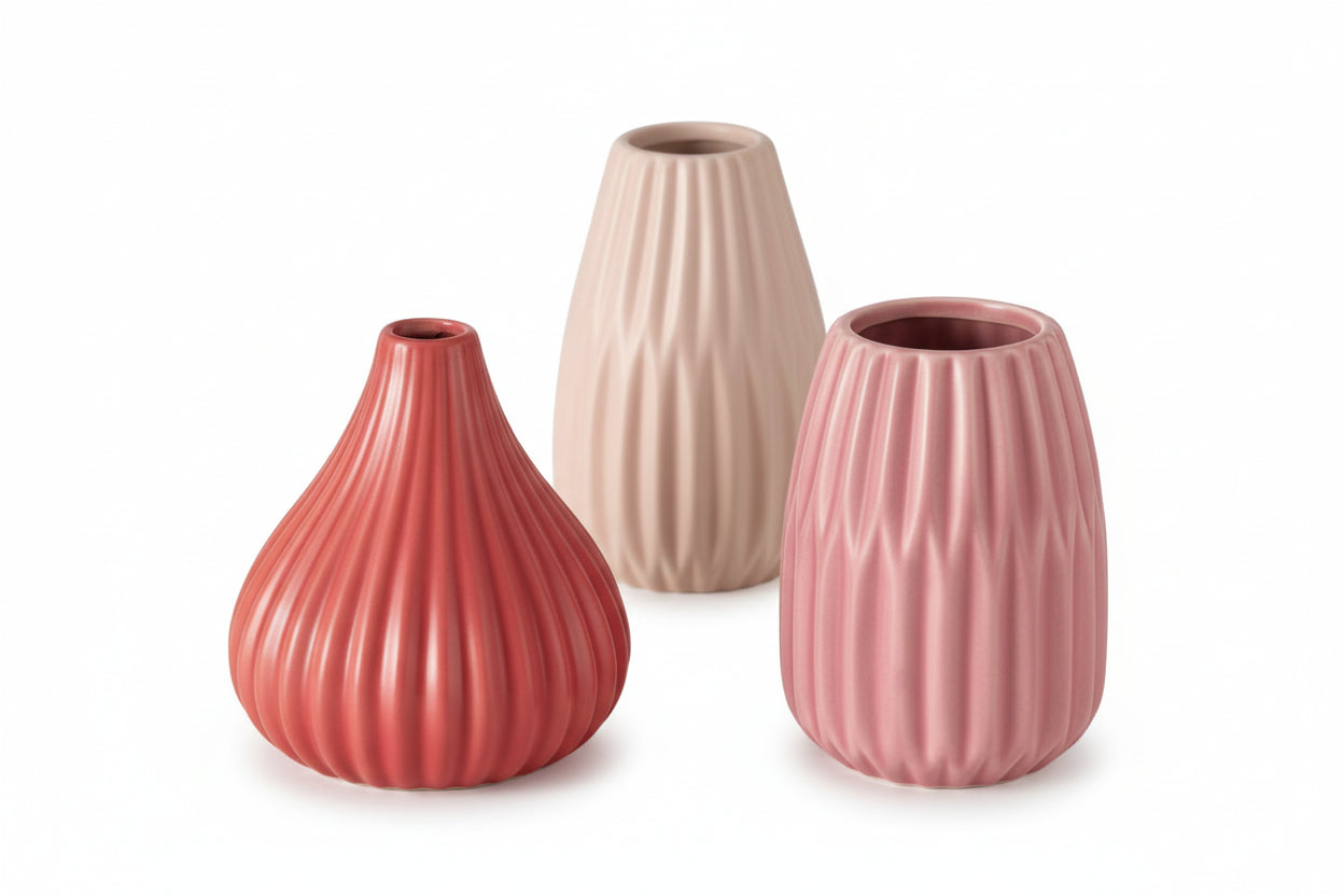 WILMA VĀZE 3 VEIDI, H12,5 CM, ROZĀ, PORCELĀNS