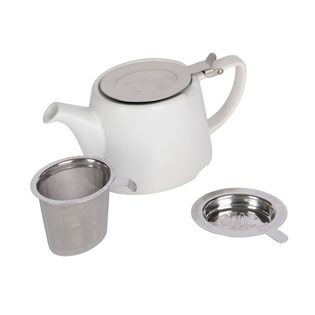LONDON POTTERY OVAL TĒJKANNA AR SIETIŅU 750ML, BALTA MATĒTA, KERAMIKA**