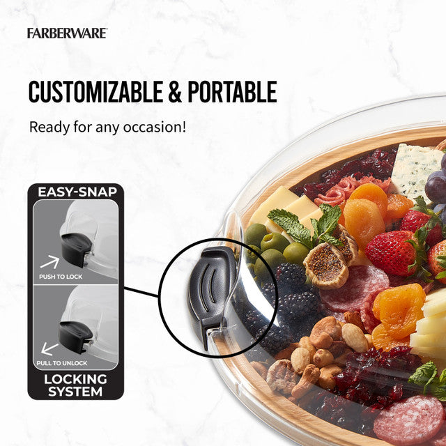 FARBERWARE UZKODU SERVĒŠANAS PLATE 35.5CM, AR VĀKU, BAMBUSS/PVC