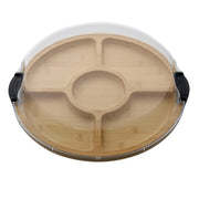 FARBERWARE UZKODU SERVĒŠANAS PLATE 35.5CM AR IEDAĻĀM, BAMBUSA KOKA, AR VĀKU, PVC