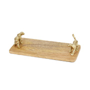ARTESA PLĀKSNE SERVĒŠANAI 32X15X7CM AR METĀLA ROKTURIEM, BRŪNA, KOKS