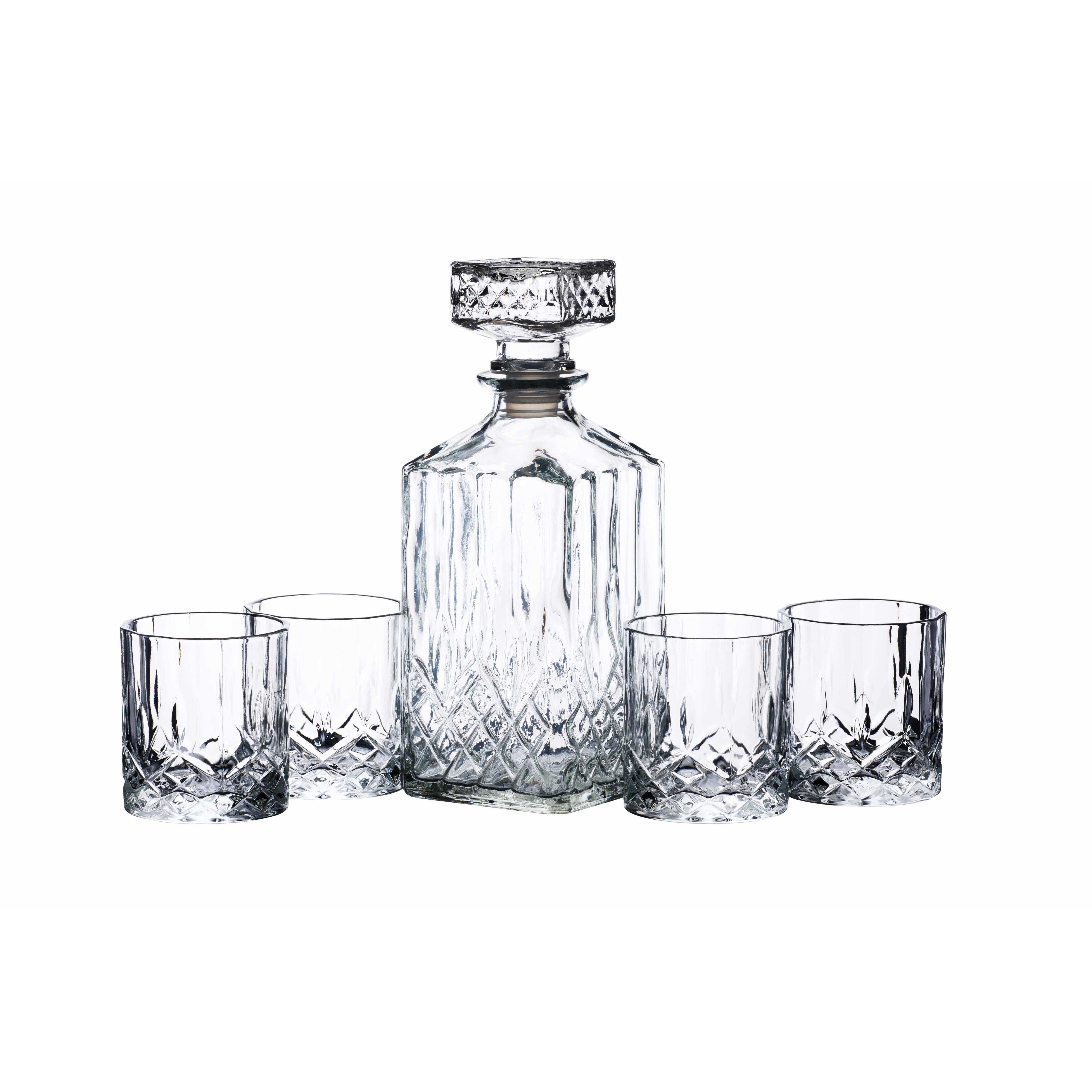BARCRAFT VISKIJA GLĀŽU KOMPLEKTS AR KARAFI 900ML/200ML, DĀVANU KASTĒ
