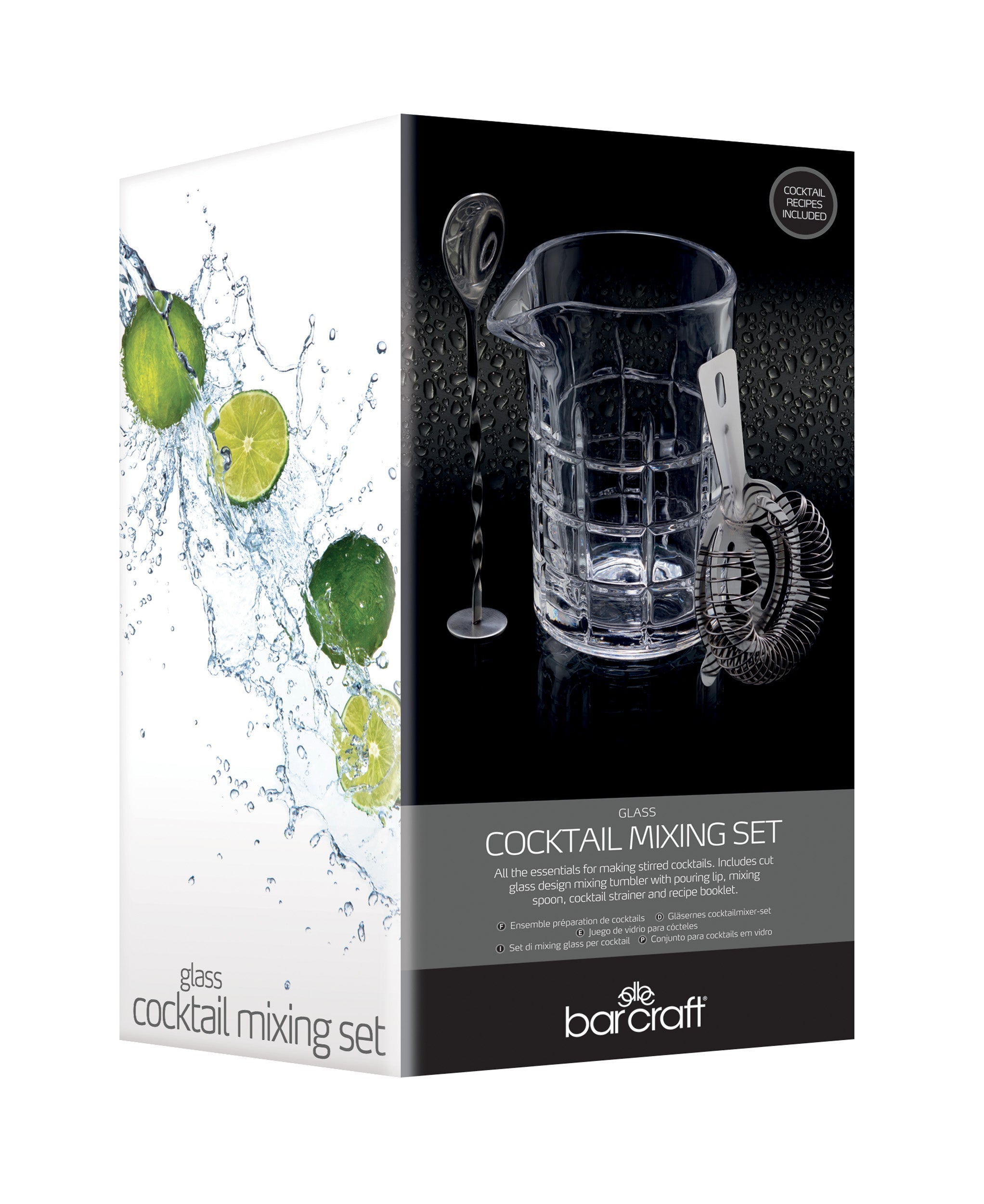 BARCRAFT KOKTEIĻU PAGATAVOŠANAS KOMPL. 500ML, N/T, STIKLS, DĀVANU KASTĒ