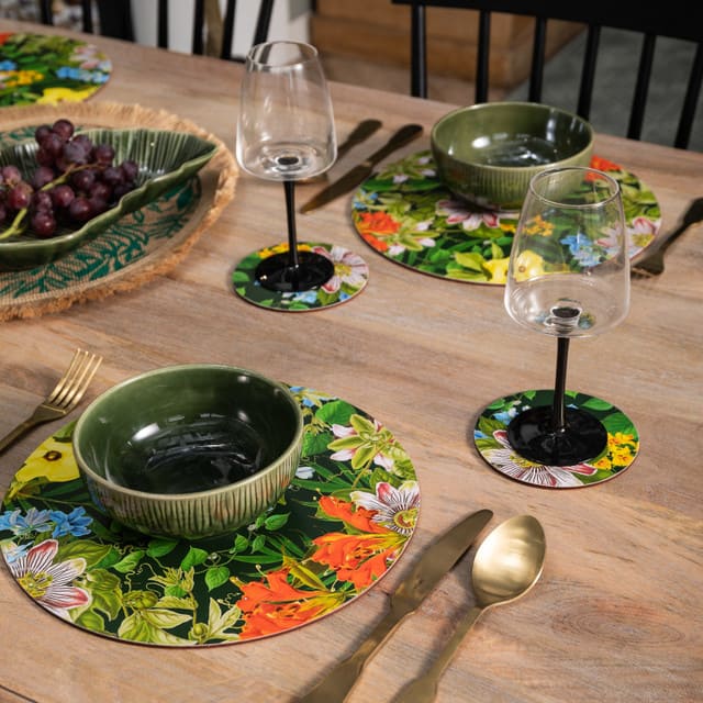 CREATIVE TOPS FLORAL GALDA PALIKTŅI D29cm KOMPL.4gab, PAVASARA ZIEDU MOTĪVS, MDF/KORĶIS
