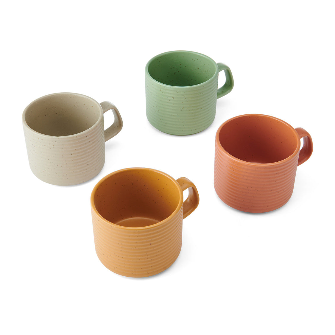 IDILICA KRŪŽU KOMPL. 400ML 4GAB, SINEPJU DZELTENA/TERAKOTA/ZAĻA/BĒŠA, KERAMIKA