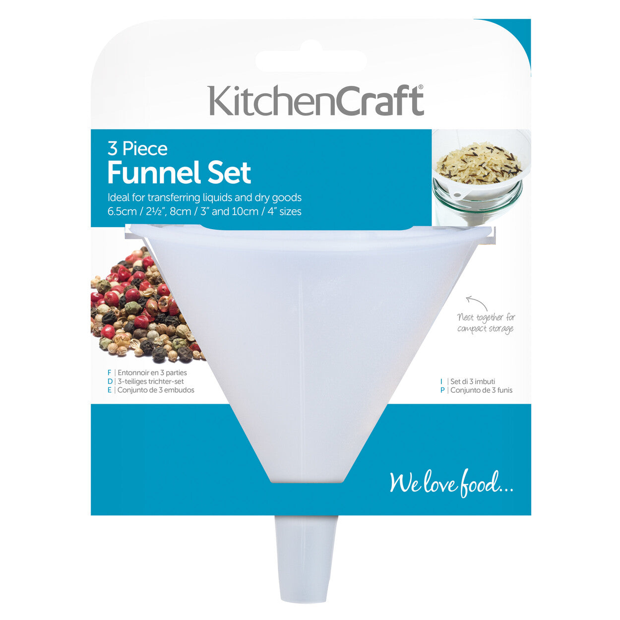 KITCHENCRAFT KOMPL. TREKTERIS 3GAB 10.5/11/12CM, BALTS, PP