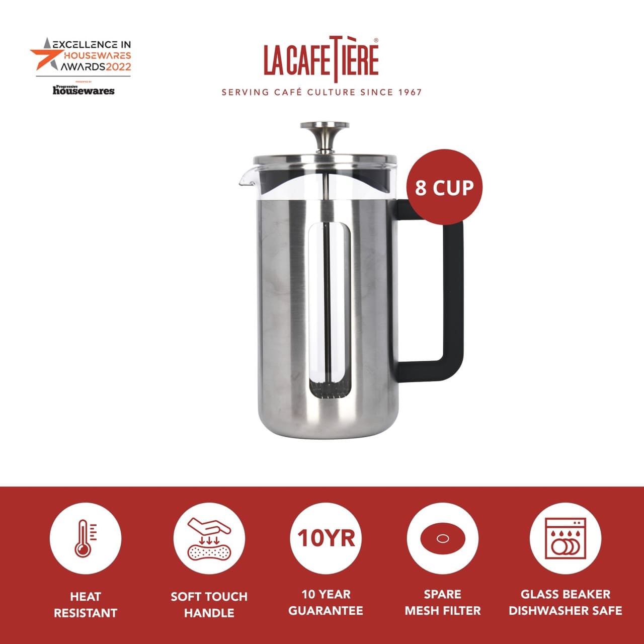 LA CAFETIÈRE PISA KAFIJAS PRESE 8 TASES, SILVER, N/T