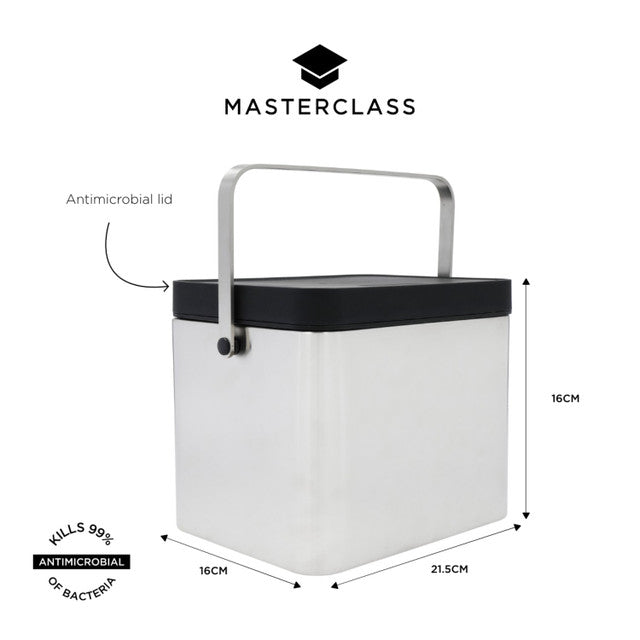MASTERCLASS GROZS KOMPOSTAM 21X19X16.5CM, ANTIBAKTERIĀLS VĀKS, SUDRABA KR., N/T