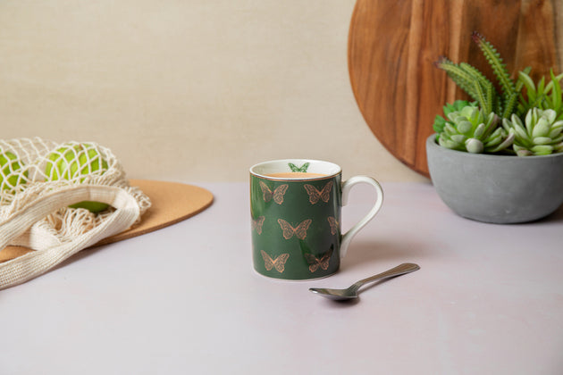 MIKASA BUTTERFLIES STRAIGHT KRŪZE 280ML, ZAĻA, PORCELĀNS