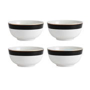 MIKASA  LUXE DECO BĻODAS 14CM, 500ML, KOMPL. 4GAB, BALTS/MELNS, PORCELĀNS