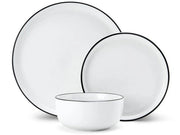 MIKASA LIMESTONE PUSDIENU SERVĪZE 4PERS, 12PR, BALTA AR MELNU MALU, PORCELĀNS