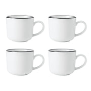 MIKASA LIMESTONE KRŪZES 360ML 4GAB, BALTA AR MELNU MALU, PORCELĀNS