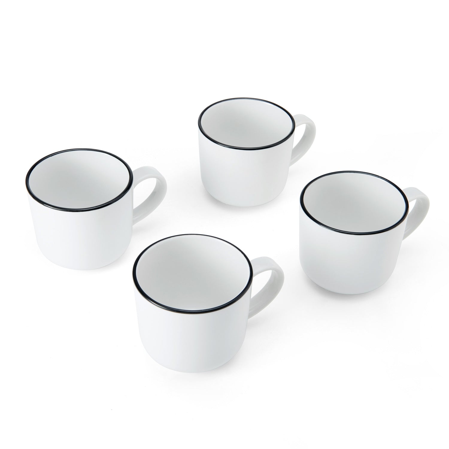 MIKASA LIMESTONE KRŪZES 360ML 4GAB, BALTA AR MELNU MALU, PORCELĀNS