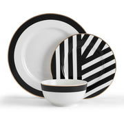 MIKASA LUXE DECO PUSDIENU SERVĪZE 4PERS., 12PIED., BALTS/MELNS, PORCELĀNS