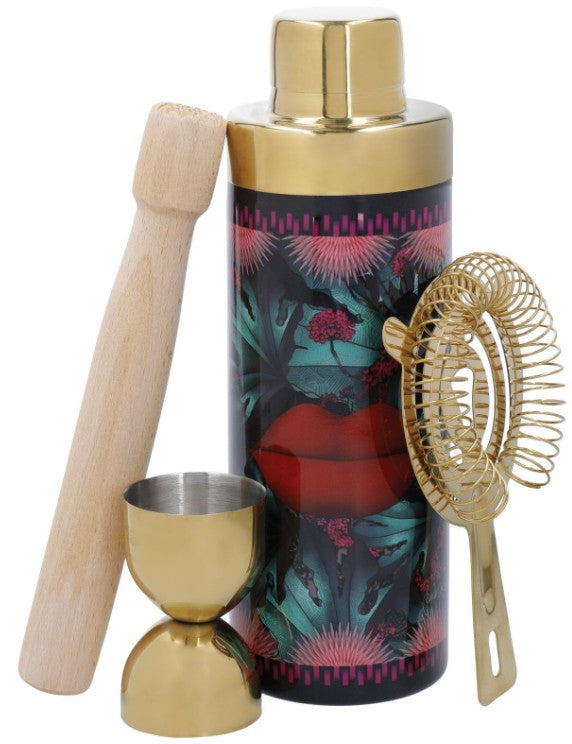 MIKASA&SARAH ARNETT KOKTEIĻU KOMPL. 4.PIED. ŠEIKERIS 600ML, MĒRGLĀZE 30/50ML, SIETIŅŠ, KOKA MIEZERIS