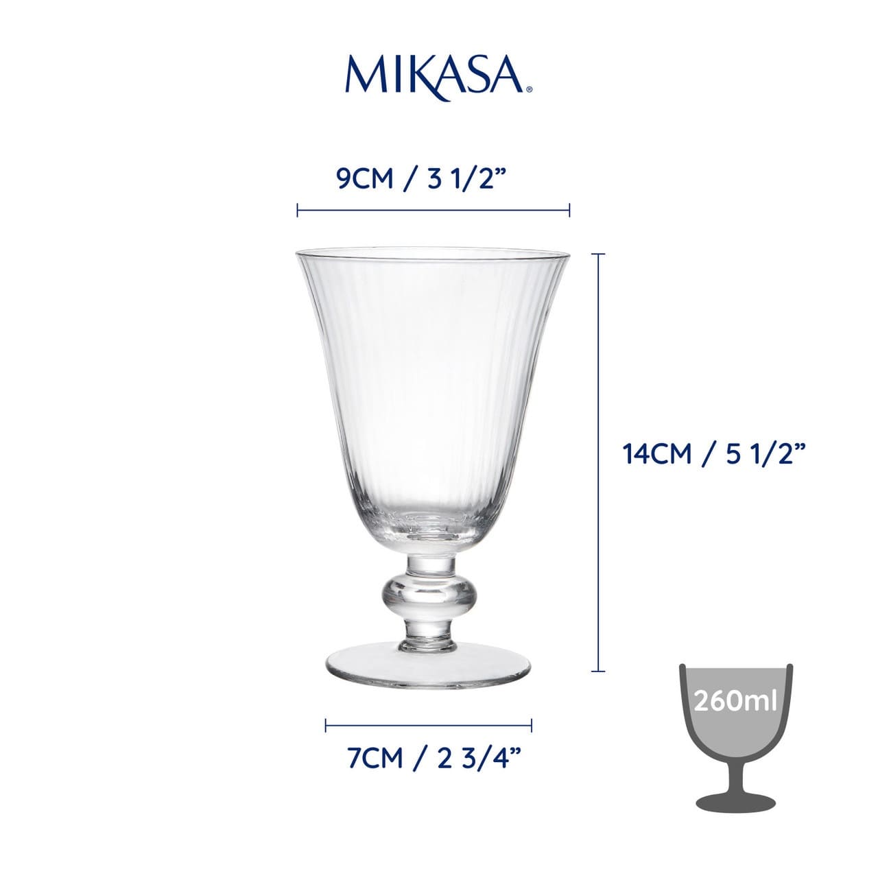 MIKASA SALERNO VĪNA GLĀZES 260ML, K4, KRISTALĪNS