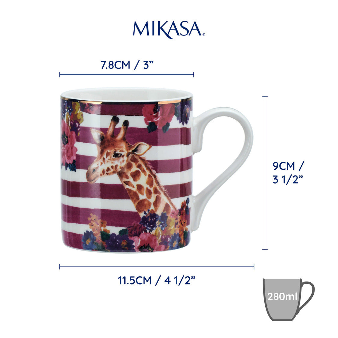 MIKASA WILD AT HEART GIRAFFE KRŪZE 280ML, PORCELĀNS