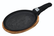 WORLD OF FLAVOURS FAJITA SIZZLER KOMPL. PANNA AR PALIKTNI, 18.9X41X5CM, MELNA/BRŪNA, ČUGUNS/KOKS