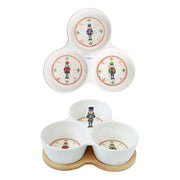 NUTCRACKER UZKODU KOMPL. BAMBUSA PALIKTNIS 20,5X17 CM, 3 PORCELĀNA  BĻODIŅAS