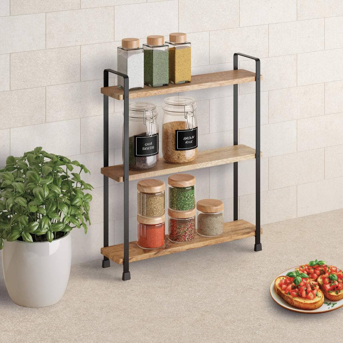 YORK LAVA PLAUKTS 34x8x38CM, 3-STĀVU, MELNS/KOKS, NER.TĒR./AKĀCIJA, TOUCH THERM PĀRKL.