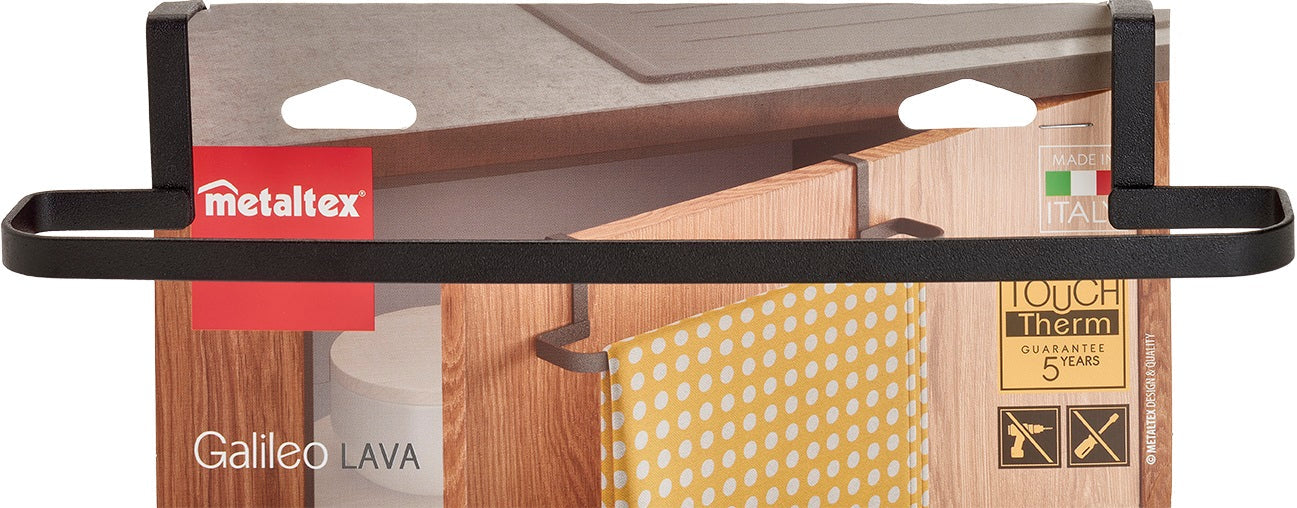 LAVA GALILEO UZ DURVĪM KARINĀMS PAKARAMAIS 30x8x5CM, MELNS, NER.TĒR., TOUCH THERM PĀRKL.