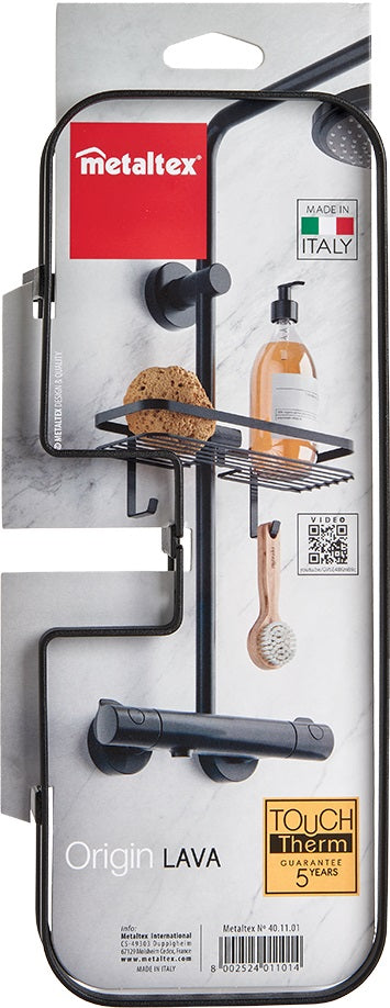 LAVA ORIGIN PIE DUŠAS STATĪVA PIESTIPRINĀMS PLAUKTS 29x11x9CM, 1-STĀVU, MELNS, NER.TĒR., TOUCH THERM PĀRKL.