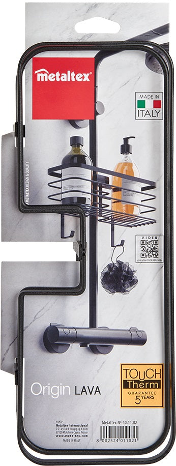 LAVA ORIGIN PIE DUŠAS STATĪVA PIESTIRPINĀMS PLAUKTS 29x11x15CM, 1-STĀVU, MELNS, NER.TĒR., TOUCH THERM PĀRKL.