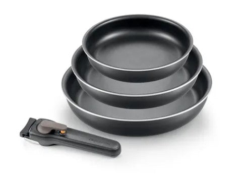 VARIO PANNU D20-24-28CM KOMPLEKTS 3GAB. AR NOŅEMAMU ROKTURI, LIETAIS ALUMĪNIJS, INDUKCIJAI