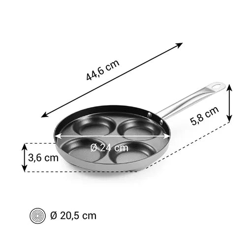 GRANDCHEF+ PANNKOOGIPANN D24CM, 4 JAGU, ALUMIINIUM, INDUKTSIOONILE
