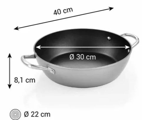 GRANDCHEF+ DZIĻĀ PANNA 30CM, AR 2 ROKTURIEM, INDUKCIJA