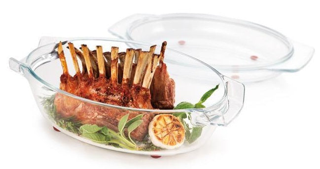 GRANDCHEF CEPAMTRAUKS AR VĀKU 35x21CM, OVĀLS, STIKLA