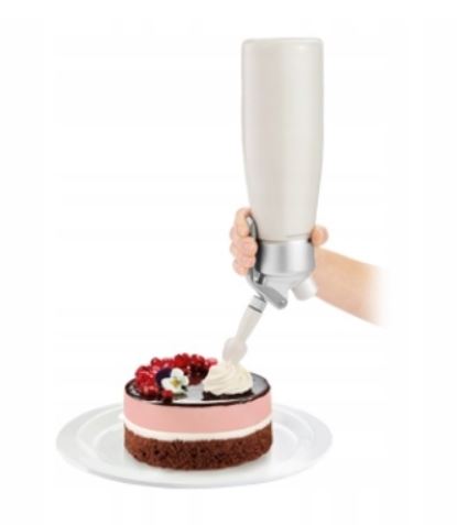 DELICIA PUTUKRĒJUMA DOZATORS AR 3 DEKORĒŠANAS UZGAĻIEM, 500ML, ALUMĪNIJS, PVC, SILIKONS