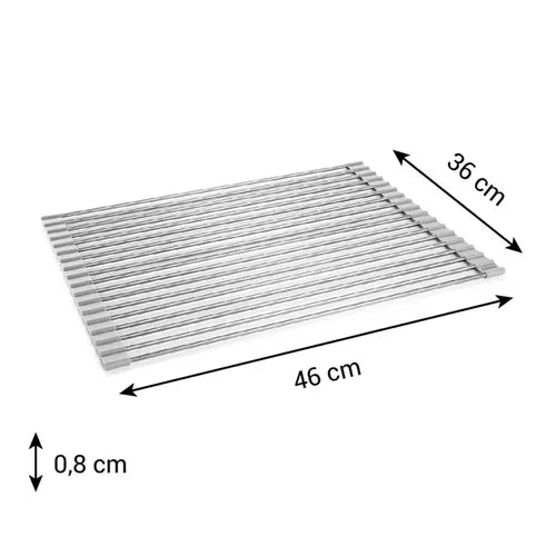PURO DISH DRYER FOR SINK 43x34CM, FOLDABLE, STAINLESS STEEL/SILICONE