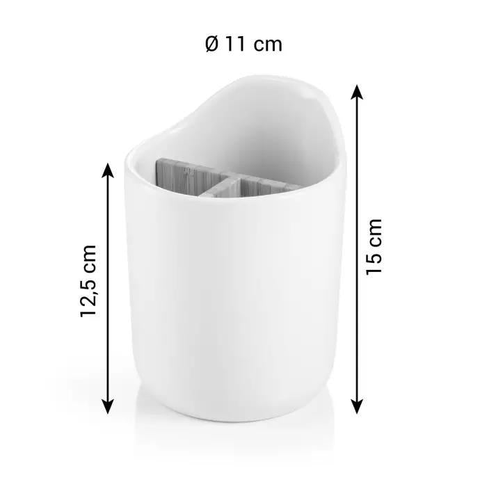 ONLINE GALDA PIEDERUMU TURĒTĀJS D11CM, H15CM, BALTS, KERAMIKA