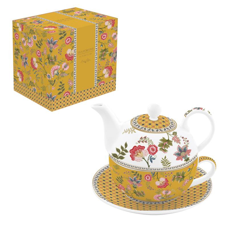 MAGIE D'ORIENT YELLOW TĒJAS KOMPL. TĒJKANNA 350ML, KRŪZE 350ML AR APAKŠTASI, PORCELĀNS, DĀVANU KASTĒ
