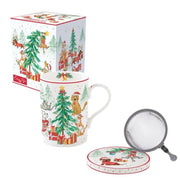 CHRISTMAS GANG KRŪZE 350ML AR SIETIŅU, VĀCIŅU, PORCELĀNS, DĀVANU KASTĒ