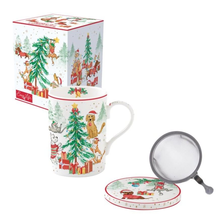 CHRISTMAS GANG KRŪZE 350ML AR SIETIŅU, VĀCIŅU, PORCELĀNS, DĀVANU KASTĒ