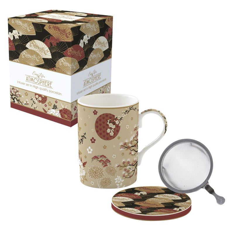 KIMONO KRŪZE 350ML, AR SIETIŅU UN VĀCIŅU, PORCELĀNS, DĀVANU KASTĒ
