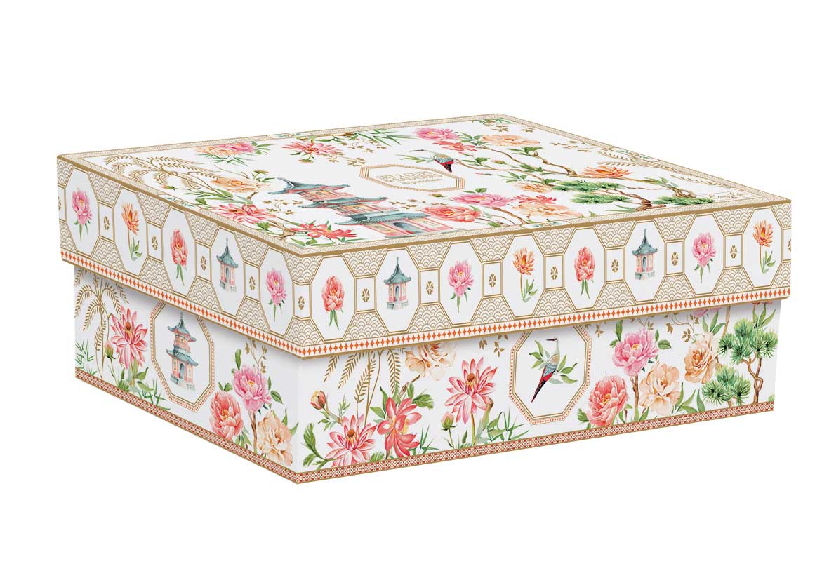 JARDINS D'ORIENT TASES 240ML AR APAKŠTASI, KOMPL. 2GAB, PORCELĀNS, DĀVANU KASTĒ