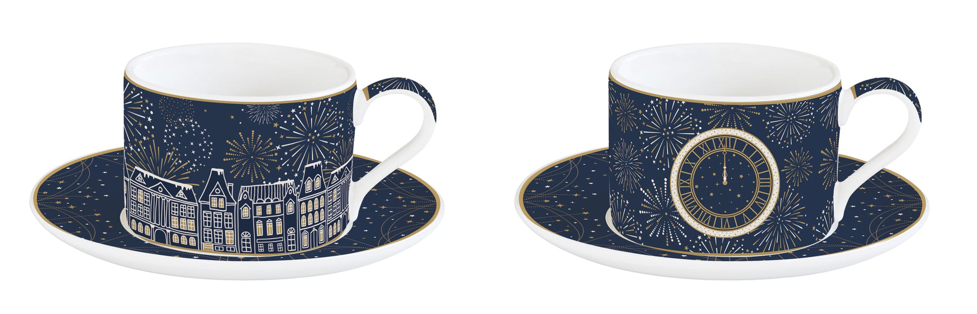 MIDNIGHT TASES 240ML, AR APAKŠTASĒM, KOMPL. 2GAB, PORCELĀNS, DĀVANU KASTĒ