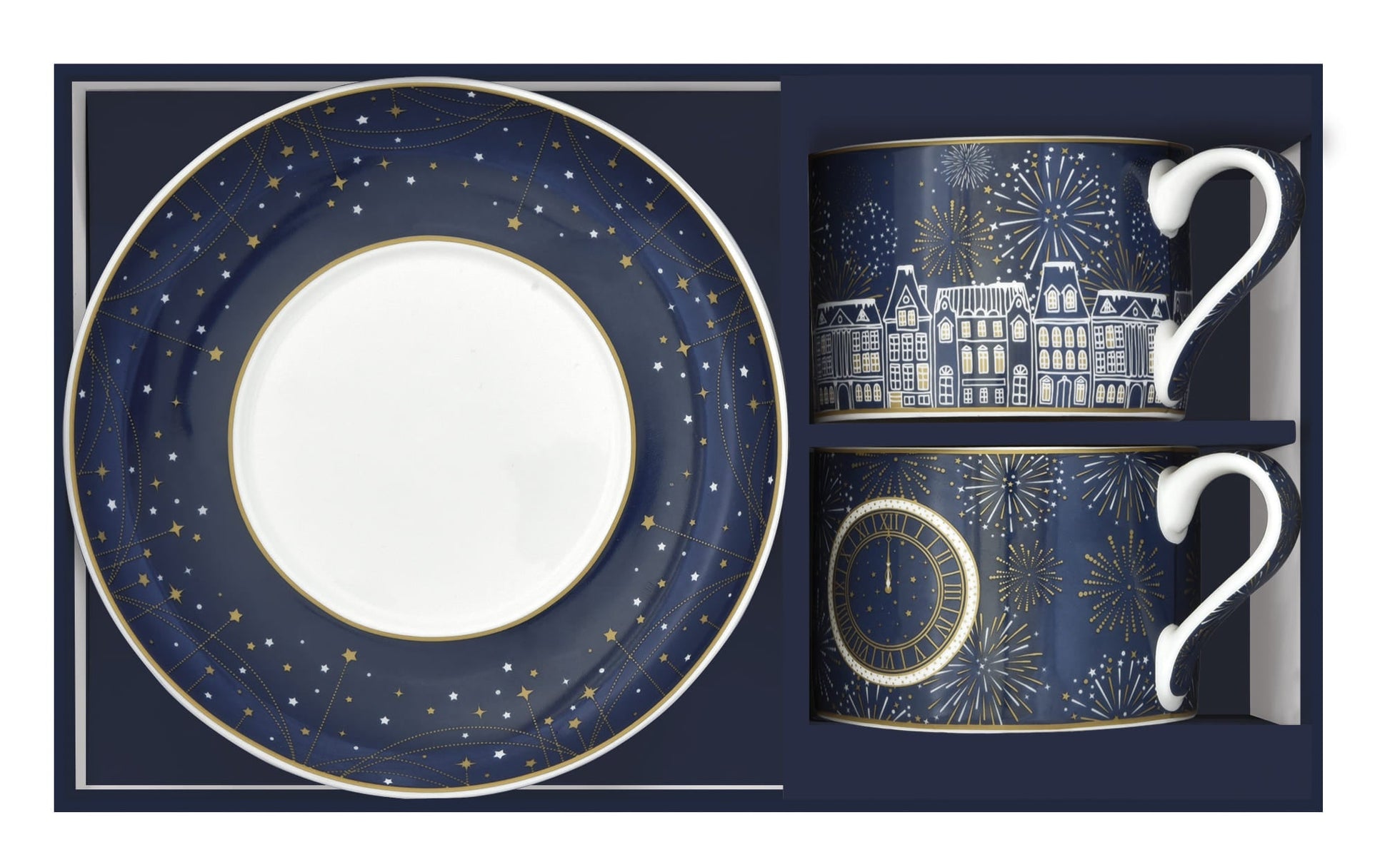 MIDNIGHT TASES 240ML, AR APAKŠTASĒM, KOMPL. 2GAB, PORCELĀNS, DĀVANU KASTĒ