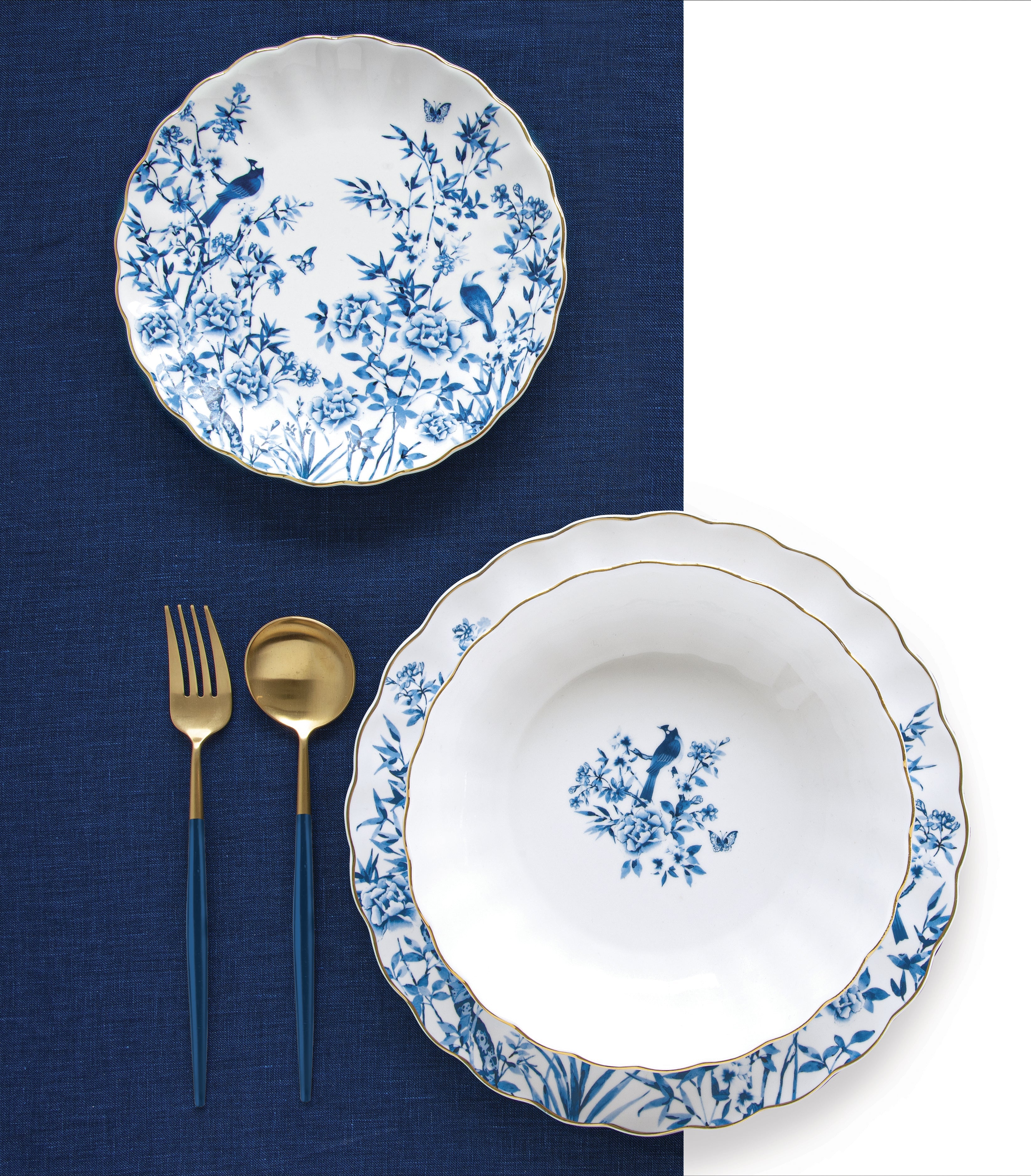 PARADISE GARDEN ŠĶĪVIS 19CM, ZILS DEKORS, PORCELĀNS