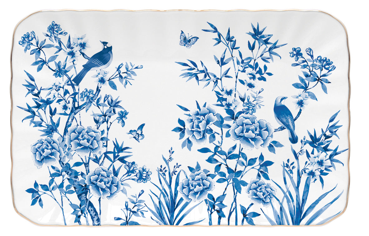 PARADISE GARDEN ŠĶĪVIS 20x13CM, ZILS DEKORS, PORCELĀNS, DĀVANU KASTĒ