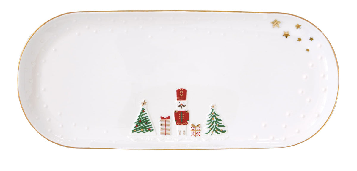 LET IT SNOW SERVĒŠANAS ŠĶĪVIS 34x15CM, OVĀLS, PORCELĀNS, DĀVANU KASTĒ