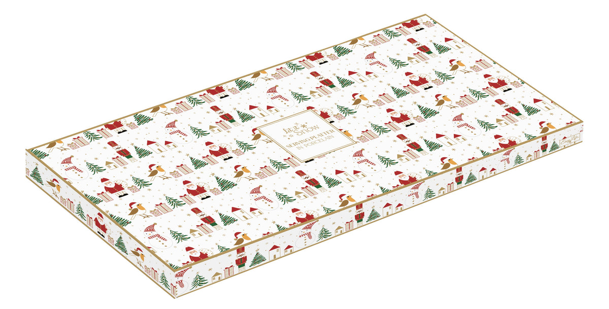 LET IT SNOW SERVĒŠANAS ŠĶĪVIS 34x15CM, OVĀLS, PORCELĀNS, DĀVANU KASTĒ