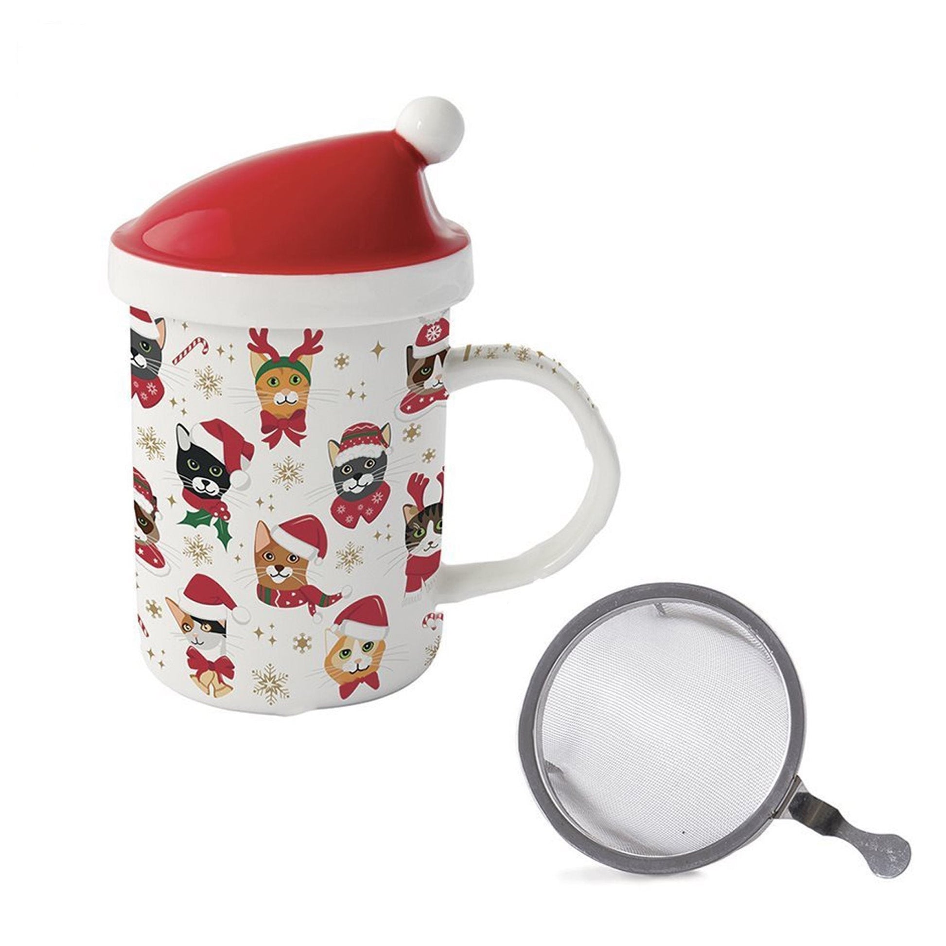 CHRISTMAS FRIENDS KRŪZE AR VĀKU UN SIETIŅU 370ML, PORCELĀNS